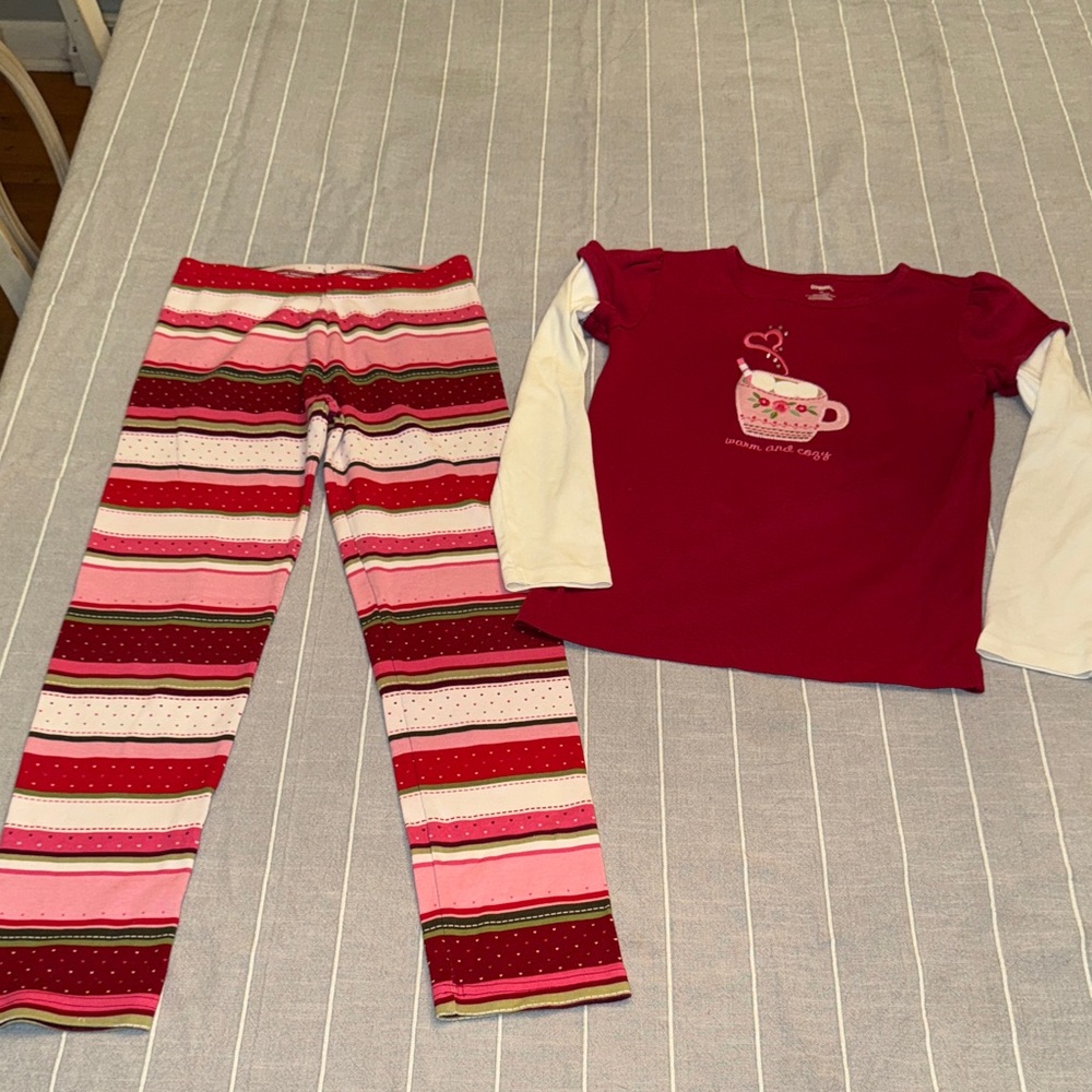 Gymboree girls 2 pc set, striped leggings & ls hot cocoa top, sz 12, NWOT!